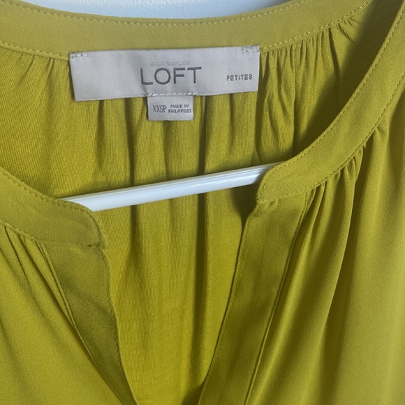 LOFT Chartreuse Yellow-Green Tank Blouse XXSP XXS Petite WORN ONCE! - Picture 2 of 4
